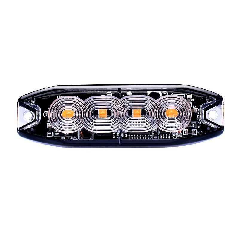 Ultra slim 4-LED Oranje flitser - R65 / R10 certificering E-markering Ultra slim 4-LED Oranje flitser - R65 / R10 certificering E-markering